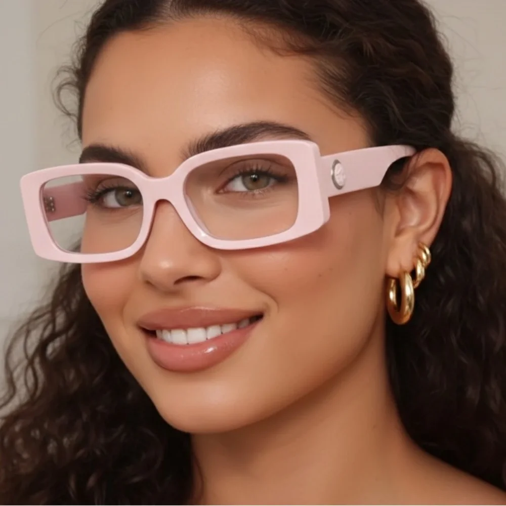 New! Versace Light Pink Rectangular Glasses, VE3362U 5485, Authentic